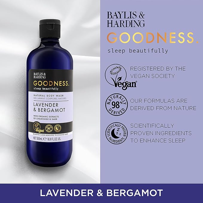 Baylis & Harding Goodness Sleep Beautifully Lavender & Bergamot Natural Body Wash 500ML