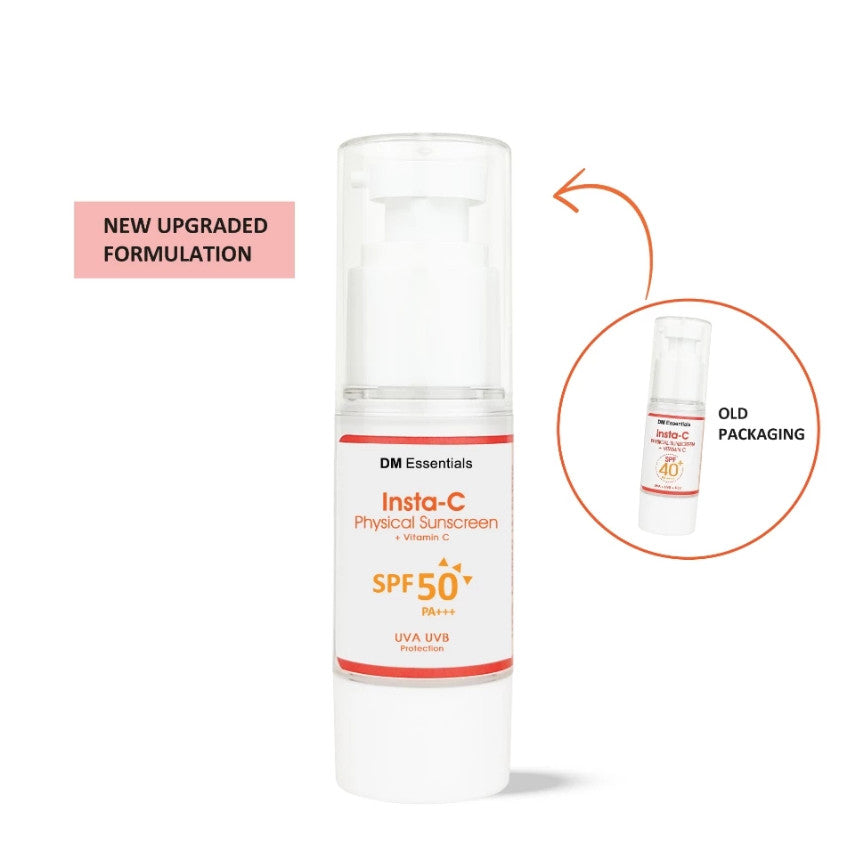 DM Essentials Insta-C Physical Sunscreen SPF 50 PA +++  UVA UVB Protection 30ML <New Packaging>